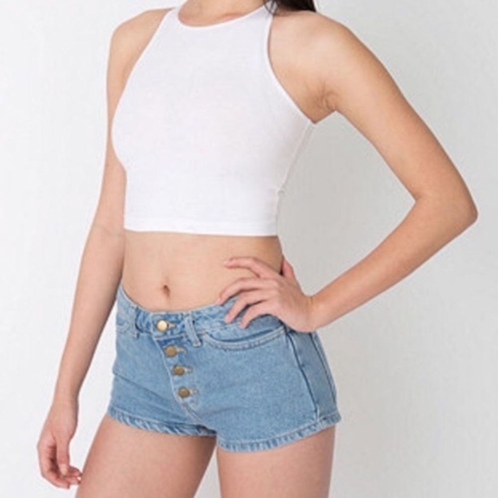 American Apparel High Waisted Denim Shorts Size 30